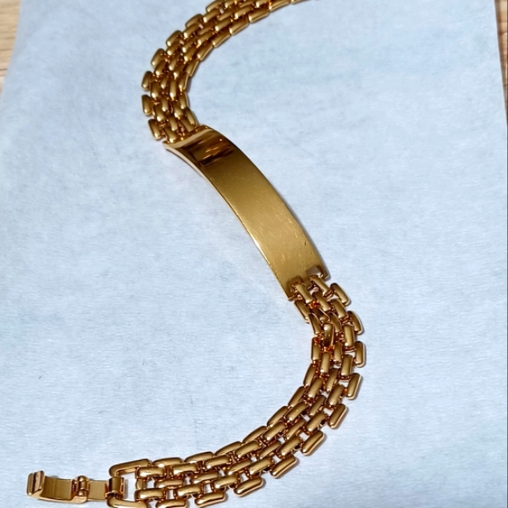 GOLD TONE UNISEX BAND ID BRACELET